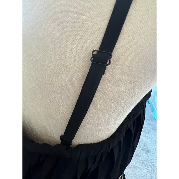 Lane Bryant Pleated Beaded Waist Front Palazzo Sleeveless Black Jumpsuit 16 - Picture 8 of 11